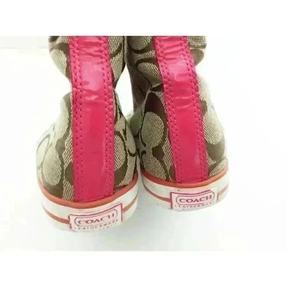 Coach Womens Bonney Sneakers  Multicolor High Top Signature Canvas Lace Up 6B - Picture 3 of 8